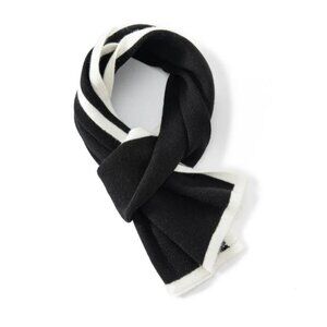 Slipintosoft Short Ribbed Cashmere Winter Wrap Colorblock Scarf Black